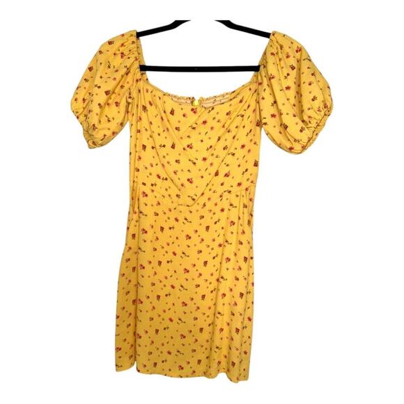 Reformation Birdie Mini Dress Gwen Floral Yellow Pink Puff Sleeve Size 2 - Picture 4 of 8